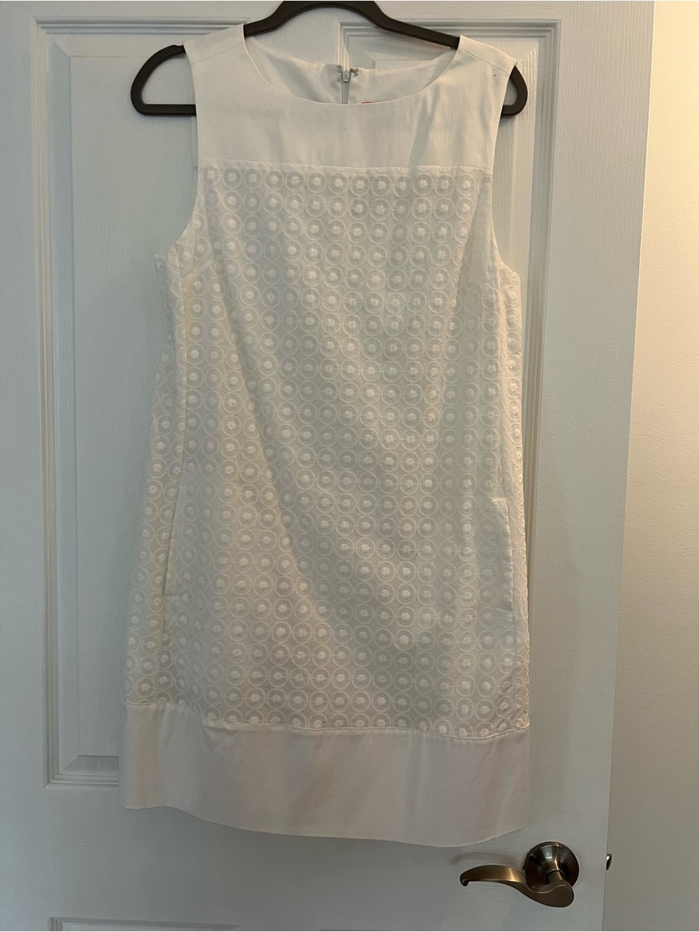 Joe Fresh White Sleeveless Eyelet Shift Dress